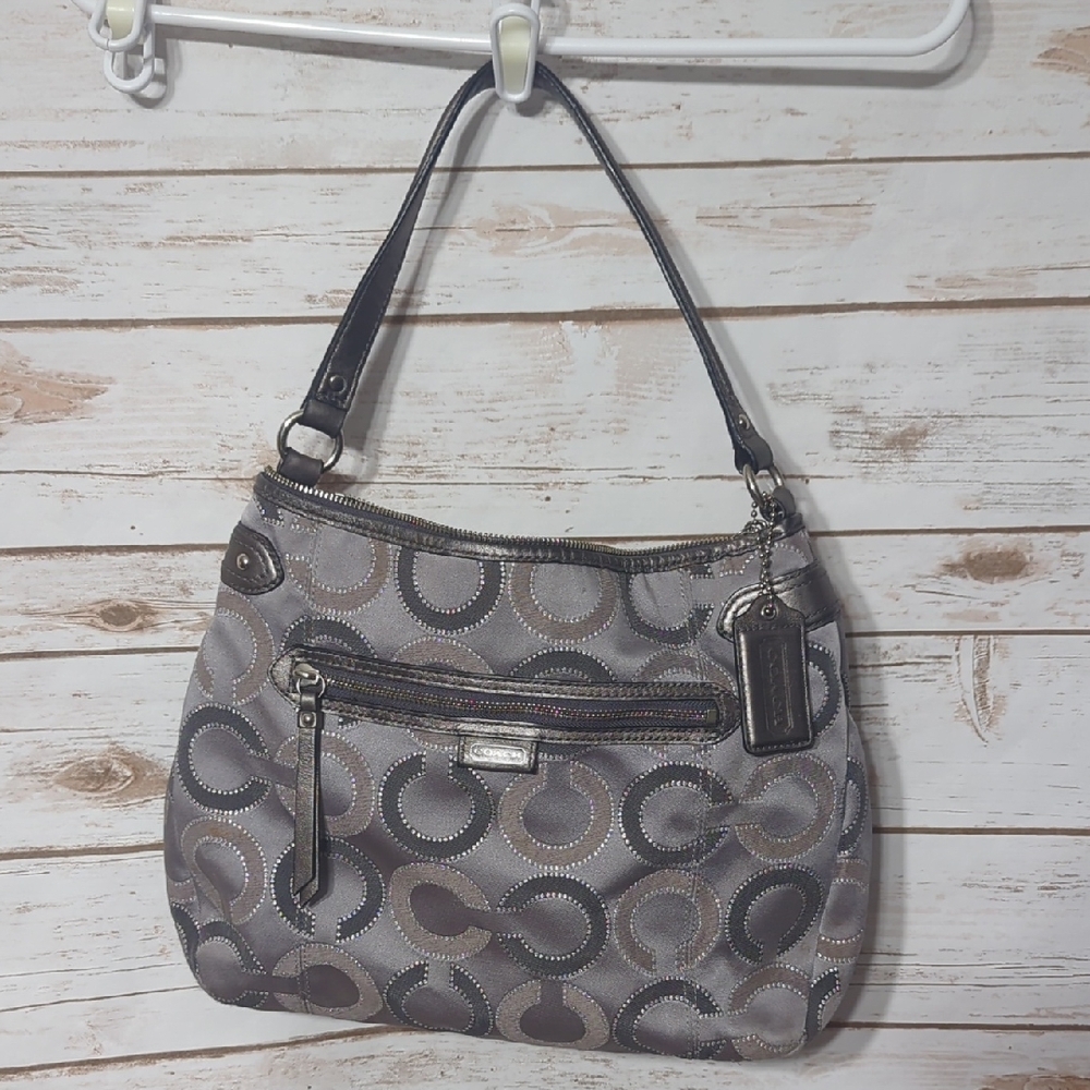 Coach Stylish Gray Patterned Women's Bag
